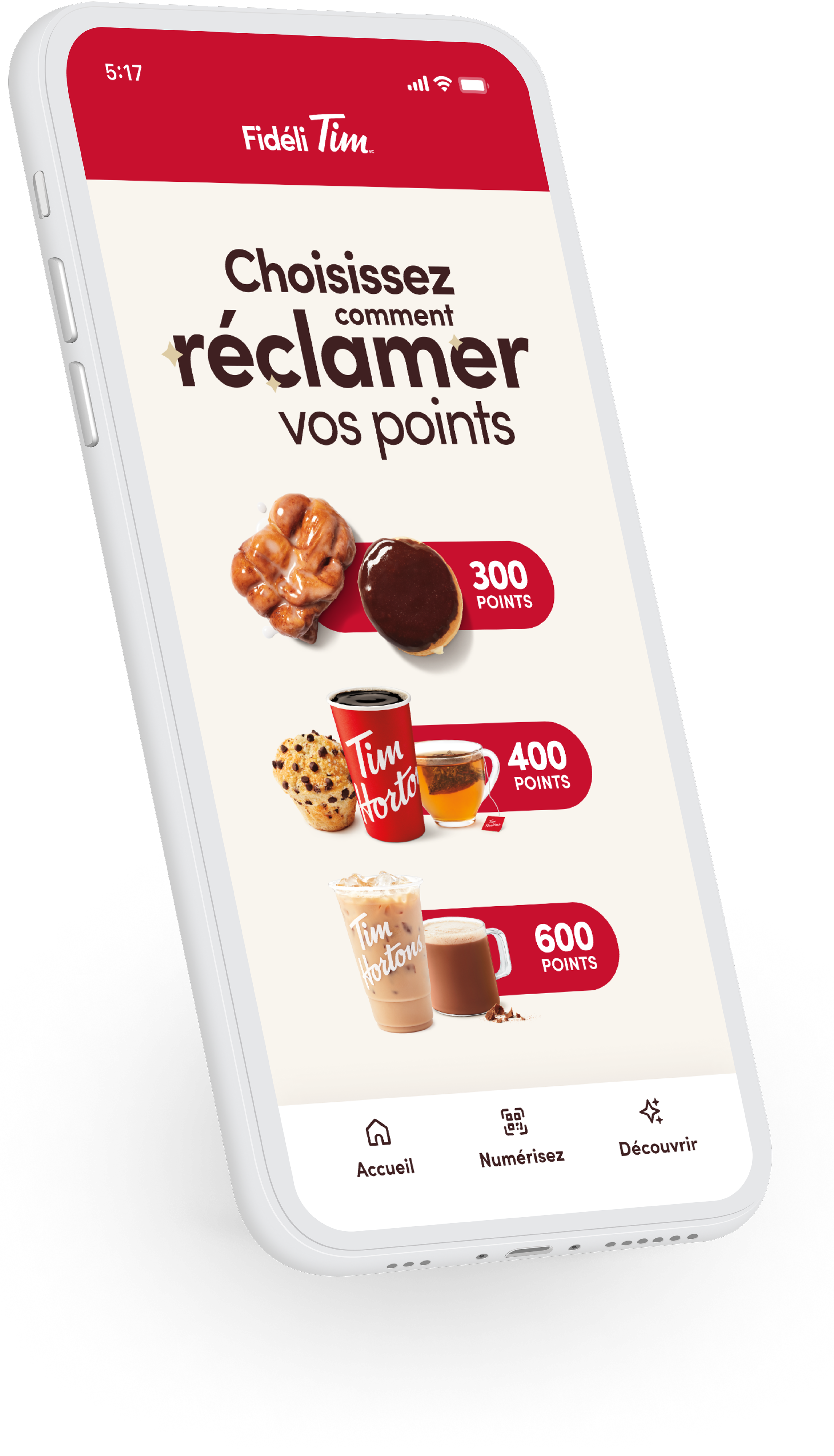 Application Tim Hortons sur téléphone